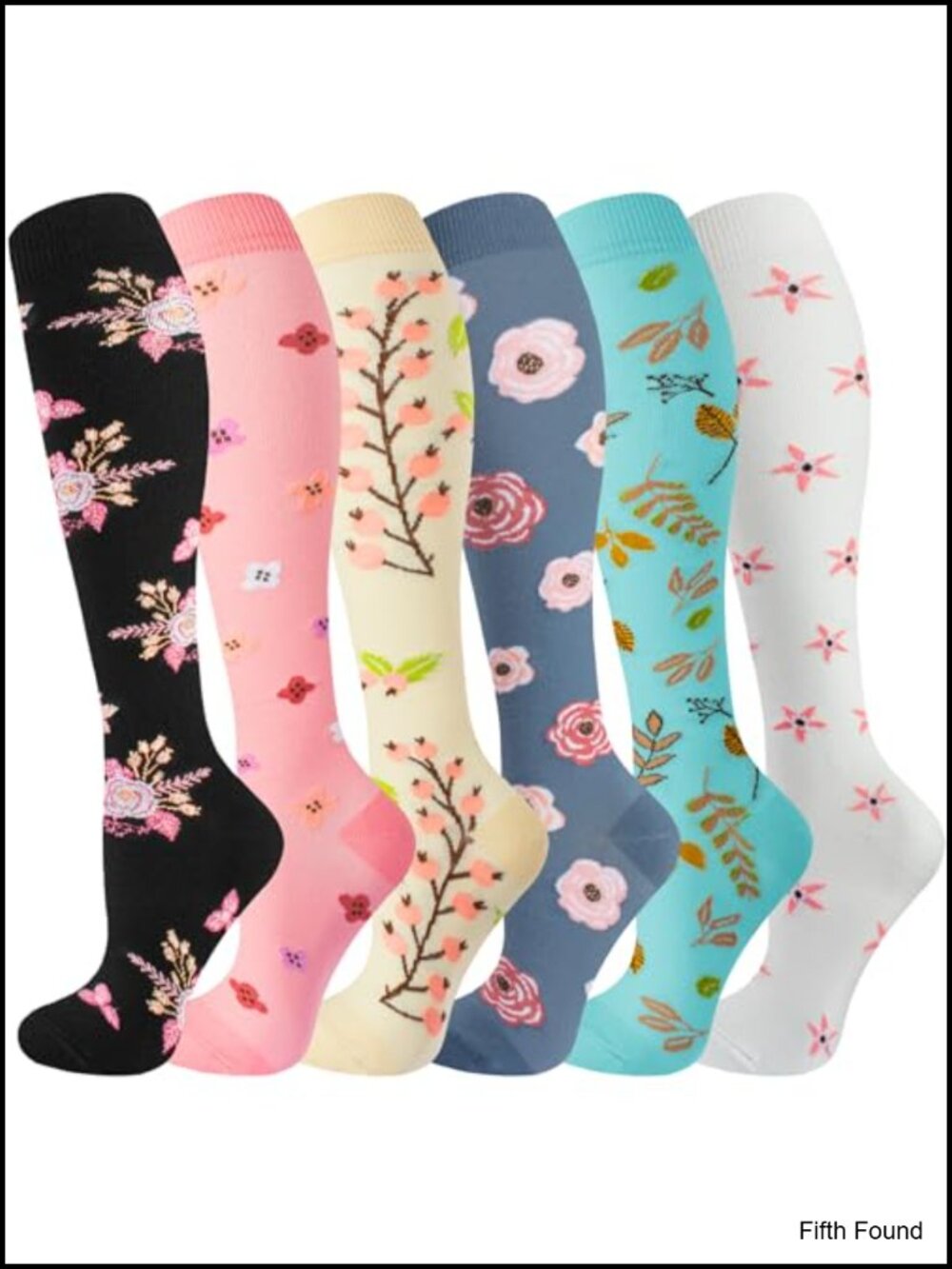 Compression Socks 6 Pairs Knee High 20-30 mmHg for Running Nurse Travel